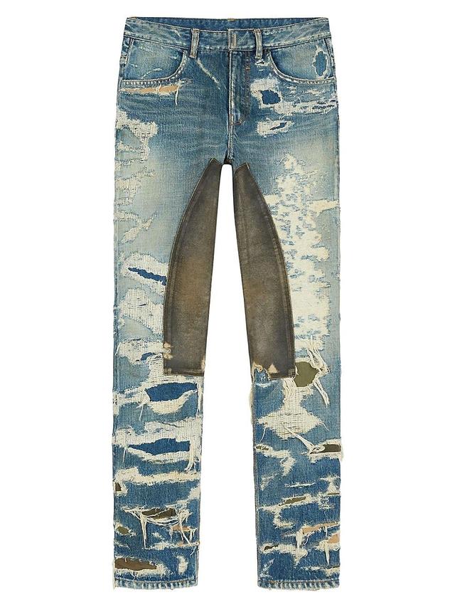 Mens Jeans in Destroyed Denim and Moleskin Product Image