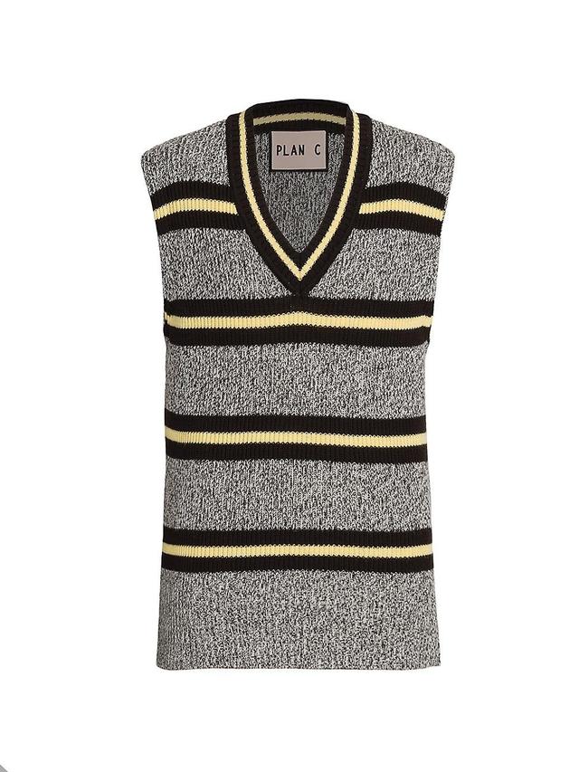 Womens Striped Wool Vest Product Image