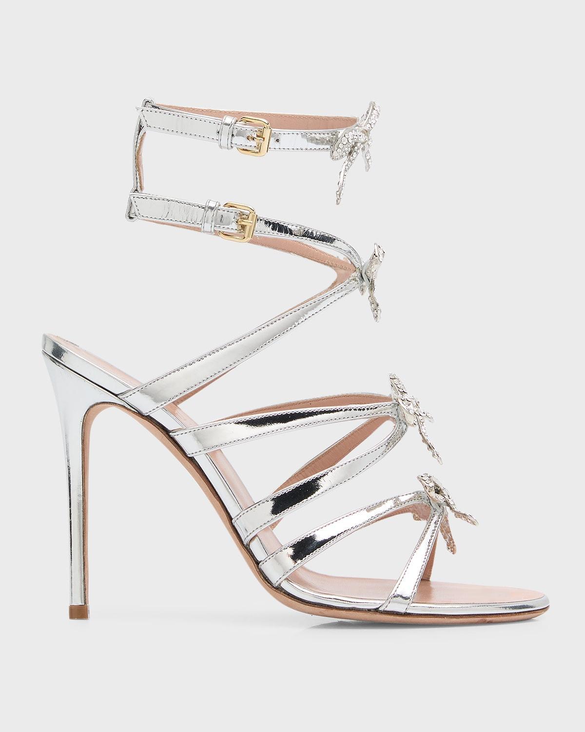 Metallic Bows Caged Stiletto Sandals Product Image