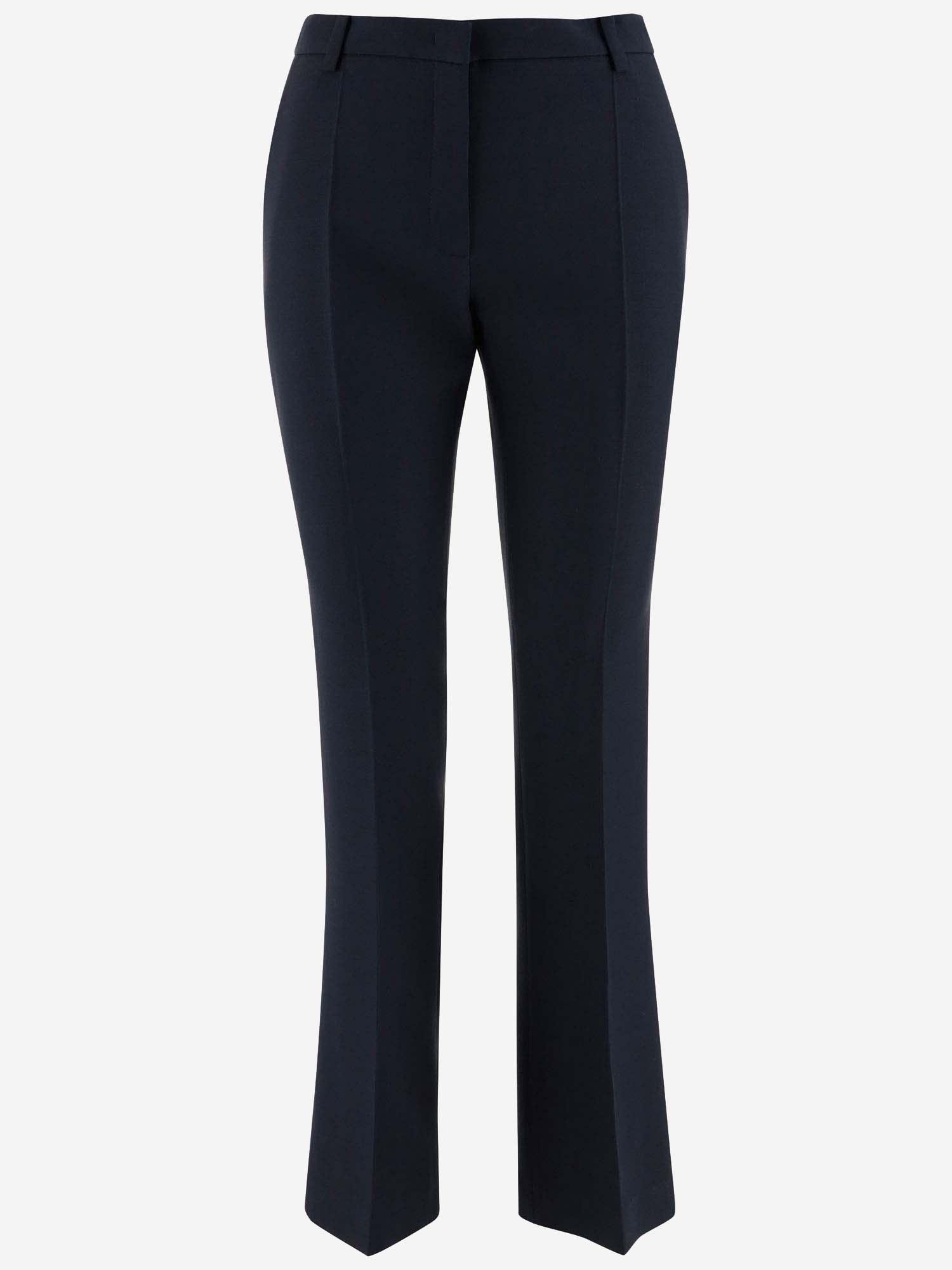 Wool-silk Blend Tailored Trousers In Blue Product Image