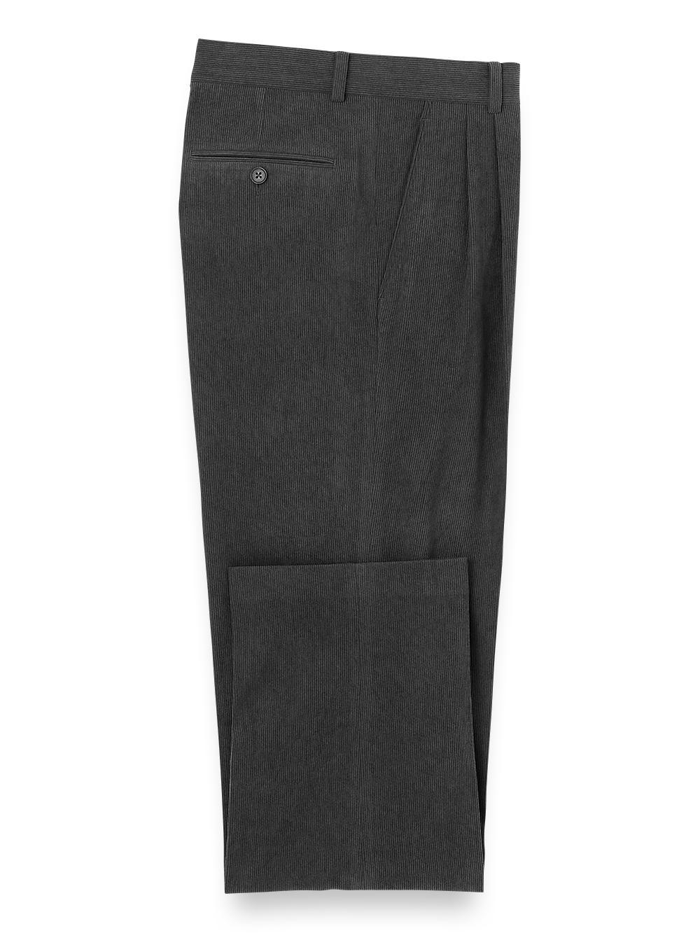 Corduroy Pleated Pants - Charcoal Product Image