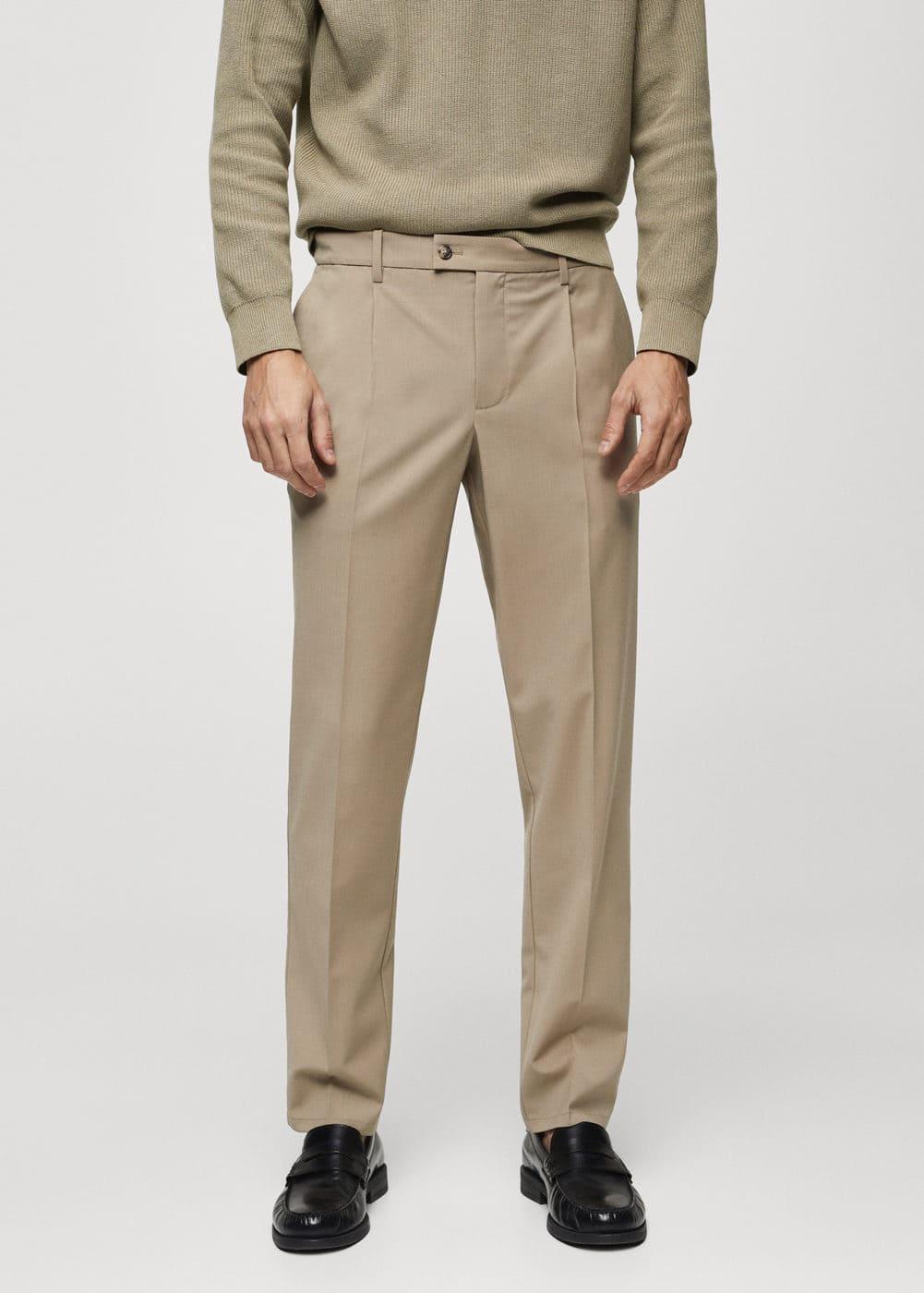 MANGO MAN - Pleat detail wool pants beigeMen Product Image