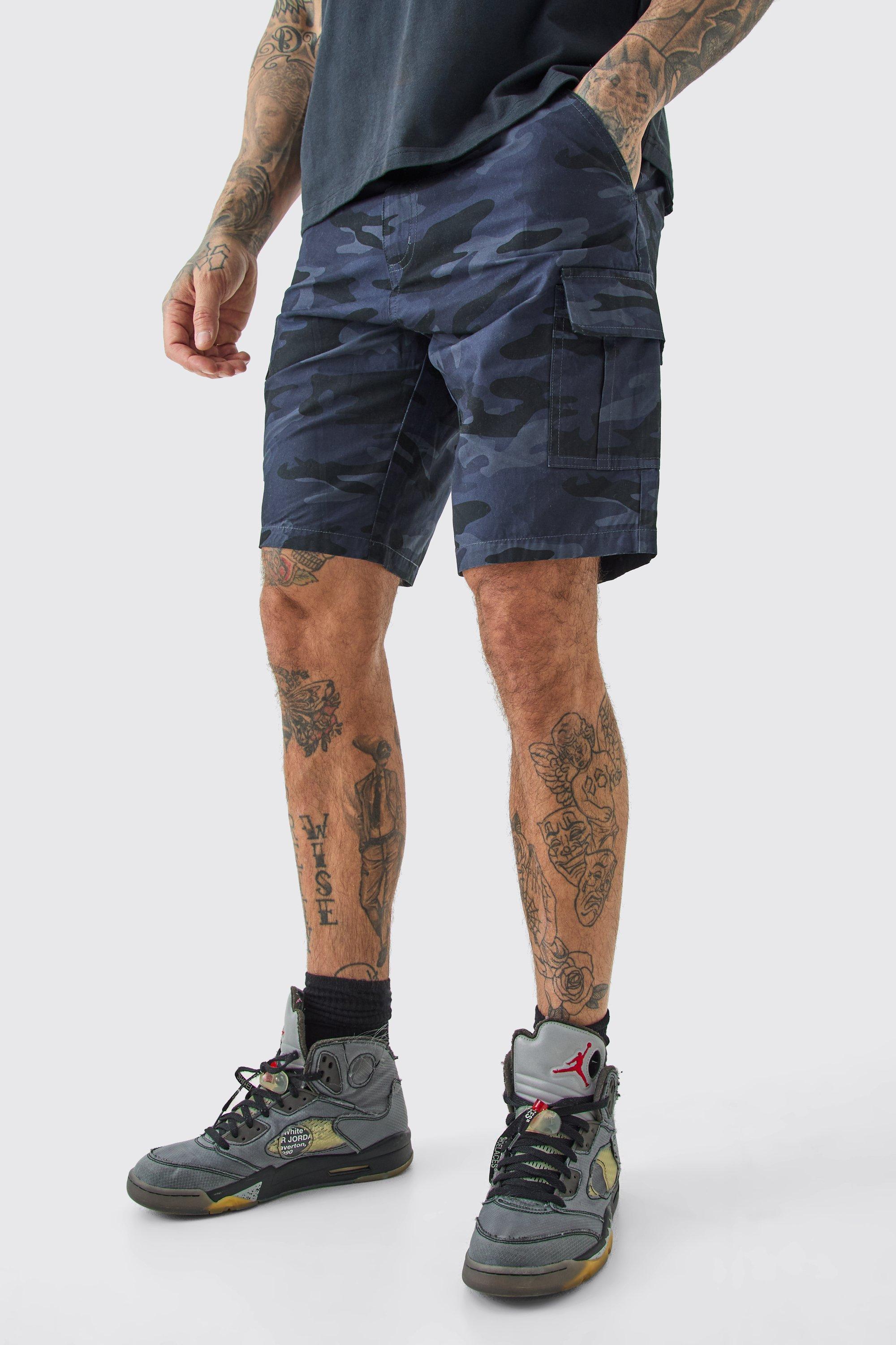 Mens Multi Tall Fixed Waist Camo Twill Cargo Short, Multi Product Image