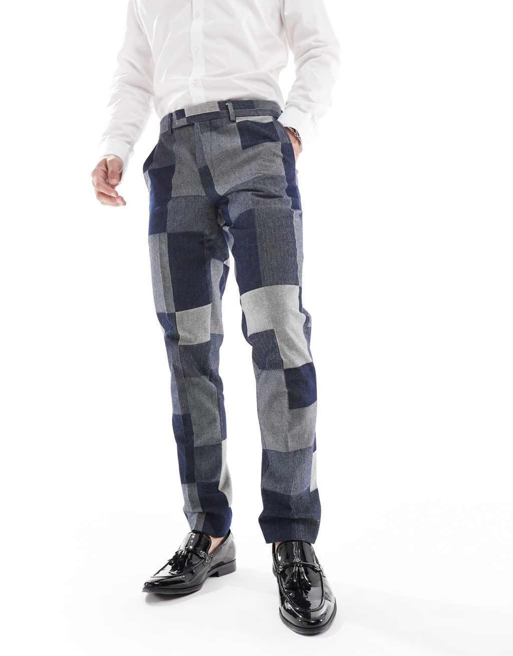 Twisted Tailor suit pants in denim patch - part of a set Product Image