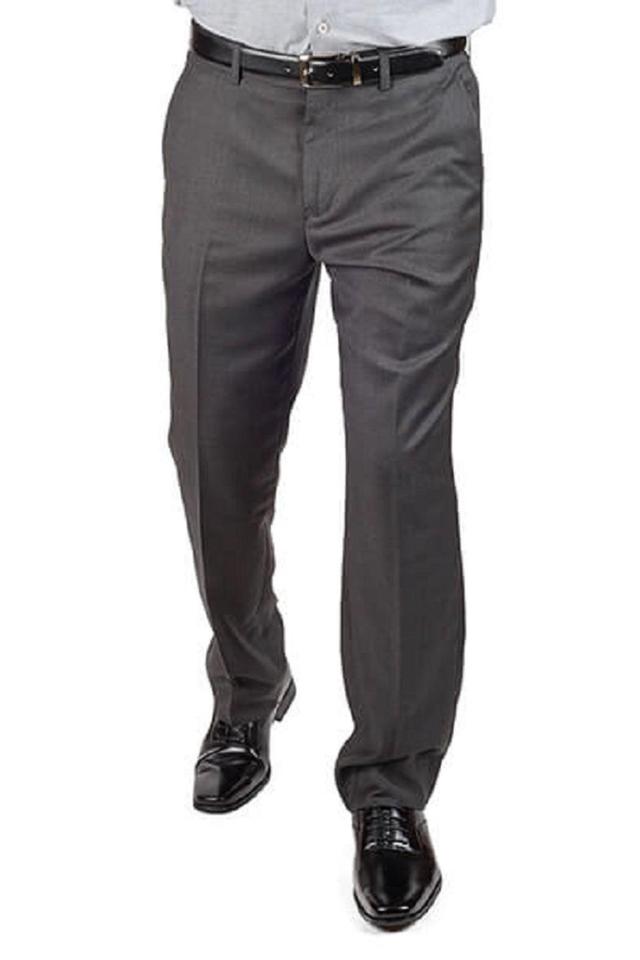 Gray Slim Fit Dress Pants Male Product Image