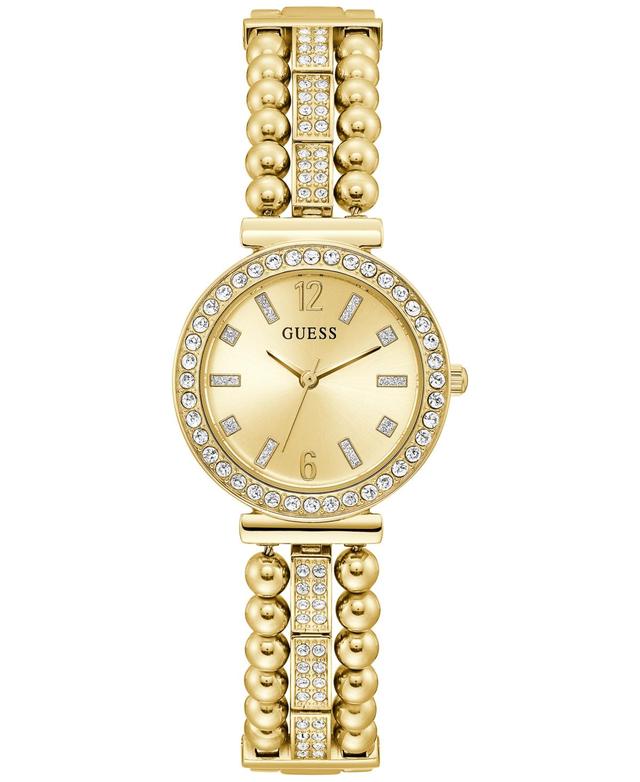 Guess Womens Crystal Beaded Gold-Tone Stainless Steel Bracelet Watch 30mm Product Image