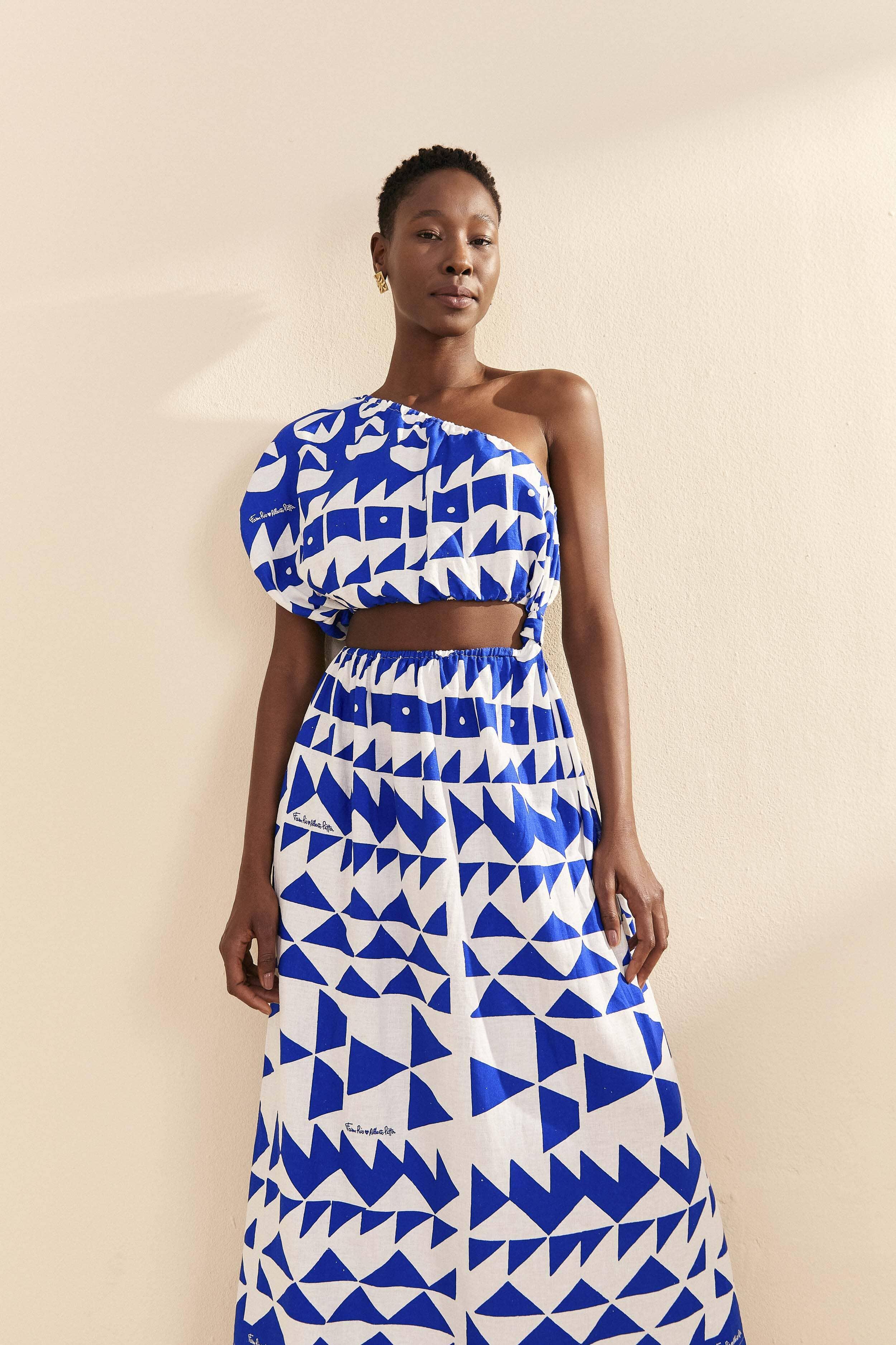 Off-White Pitta Tiles One-Shoulder Maxi Dress Product Image