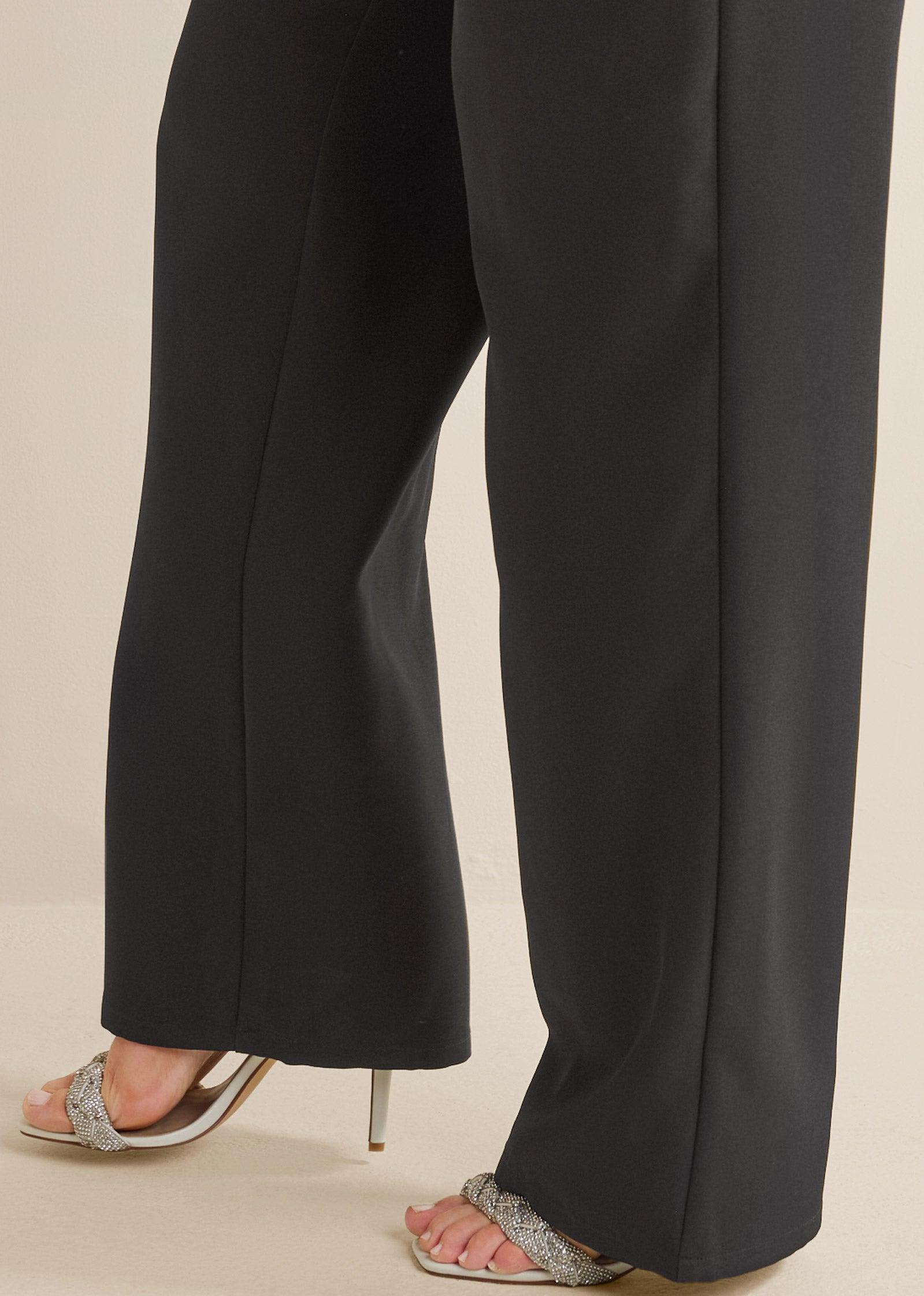 High-Rise Wide-Leg Trousers - Black product image