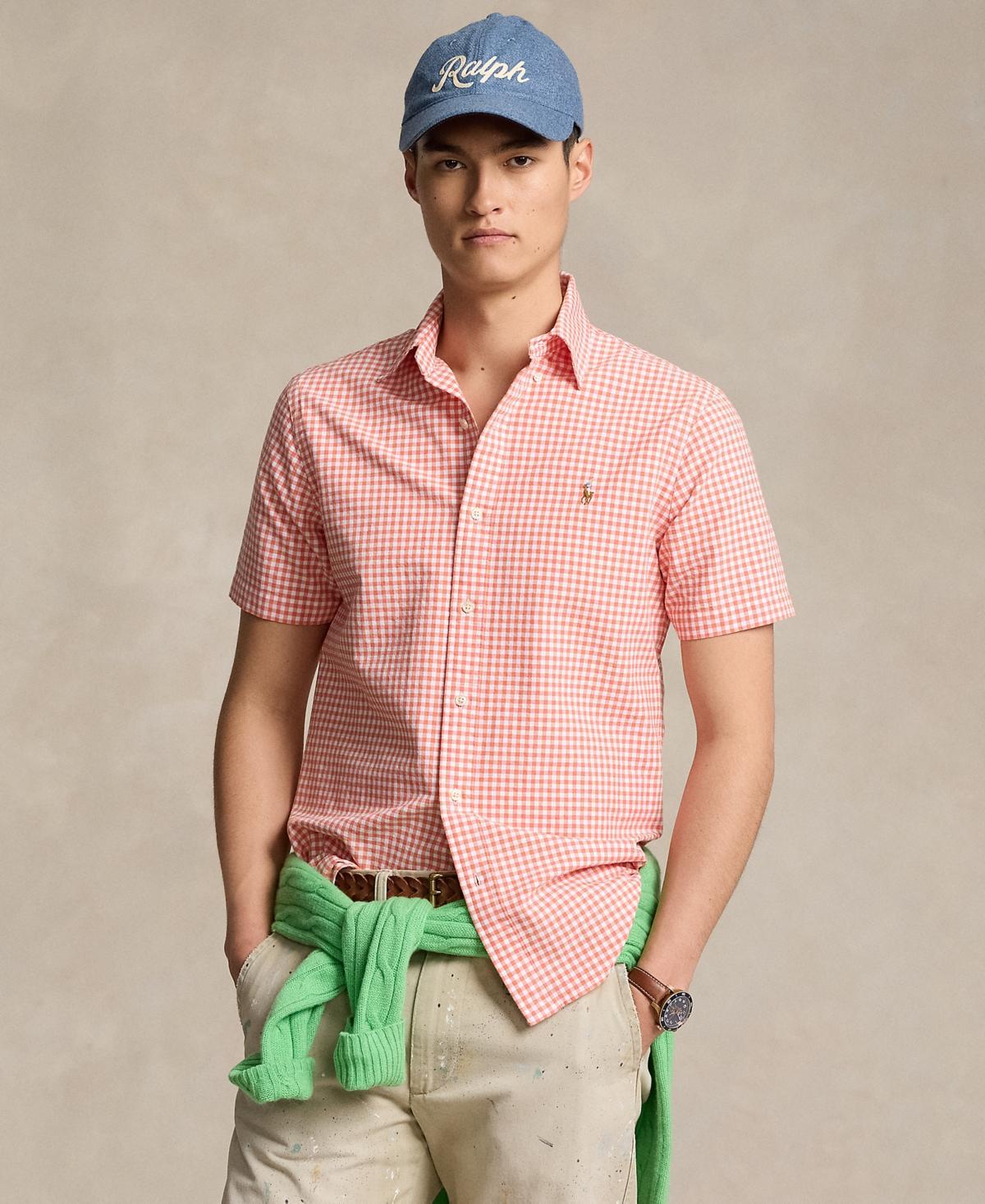 Polo Ralph Lauren Classic Fit Gingham Oxford Short Sleeve Shirt (Summer Emerald/White) Men's Short Sleeve Knit Product Image