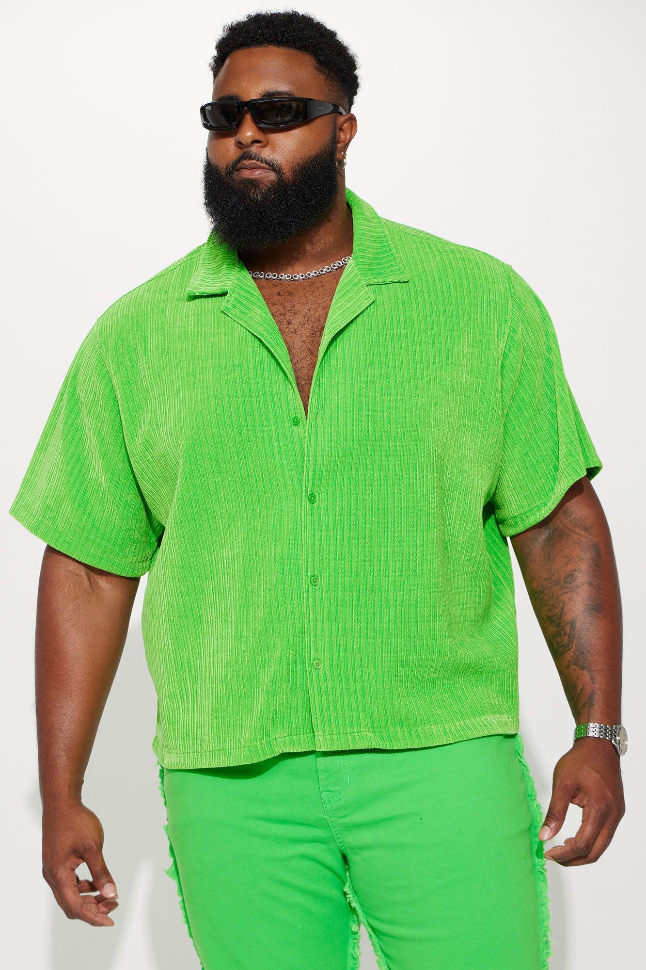 Front Row Textured Button Up Shirt - Green Product Image