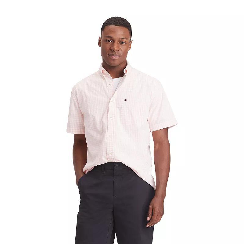 Mens Tommy Hilfiger Stretch Short Sleeve Oxford Button-Down Shirt Product Image