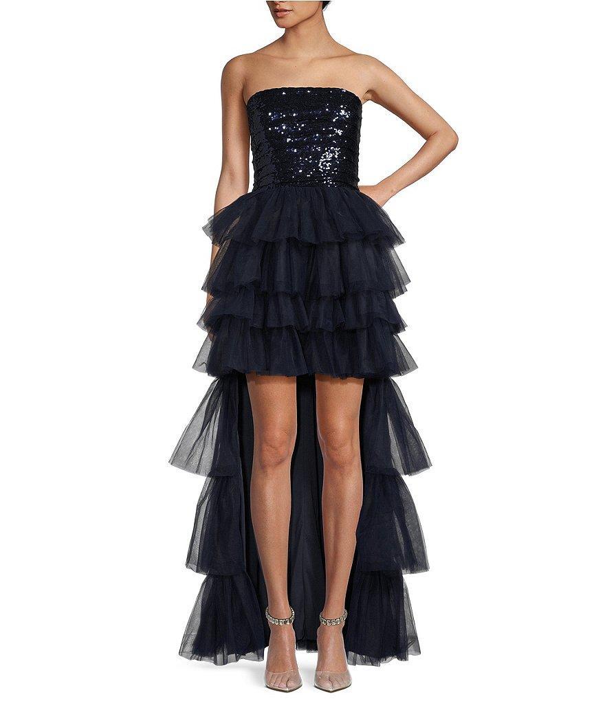 Xtraordinary Strapless Sequin Tiered Tulle High-Low Ball Gown product image