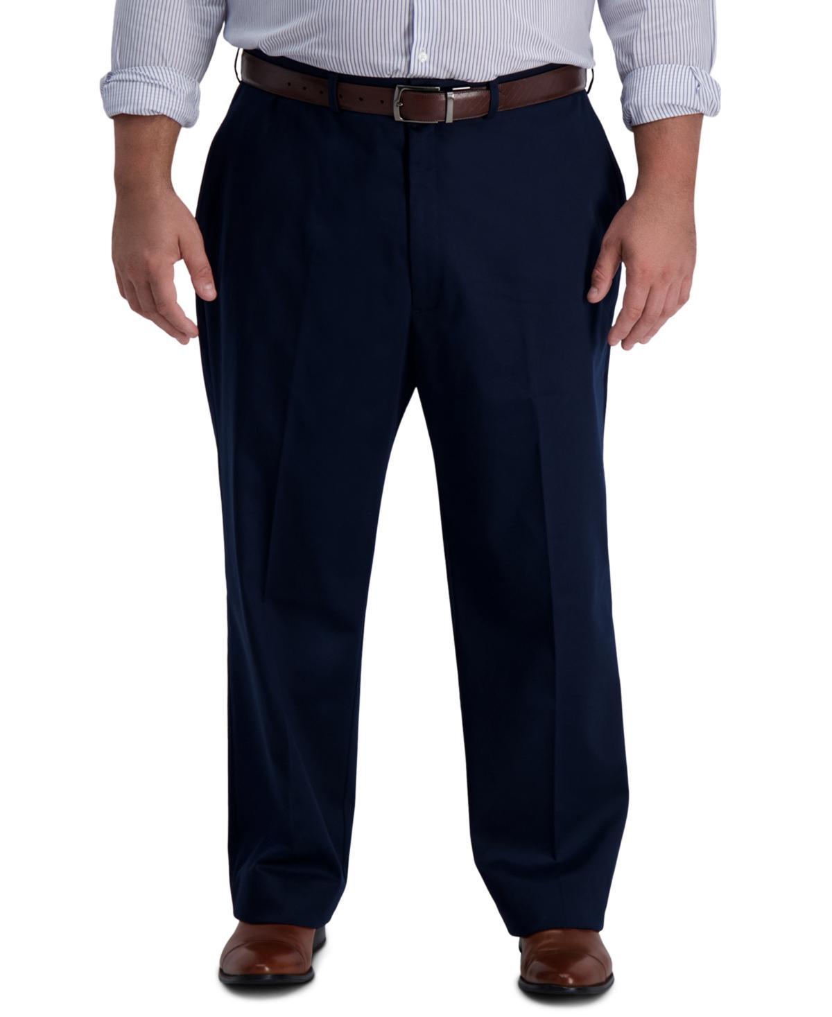 Big & Tall Haggar Iron Free Classic-Fit Flat-Front Pants, Mens Dark Blue Product Image