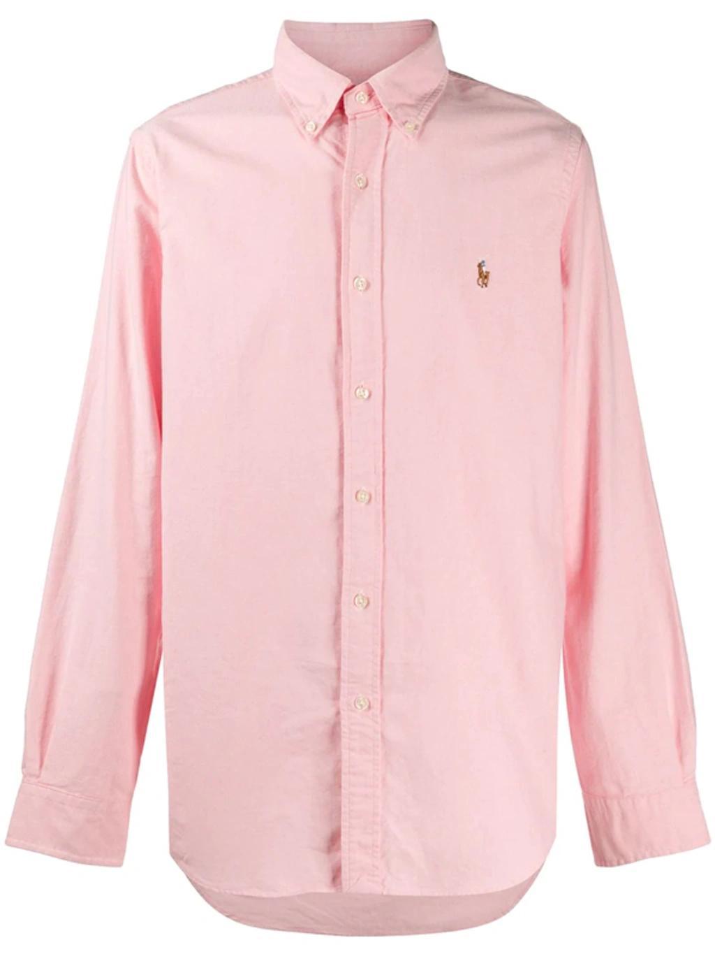 POLO RALPH LAUREN Embroidered-design Long-sleeve Shirt In Carmel Pink Product Image