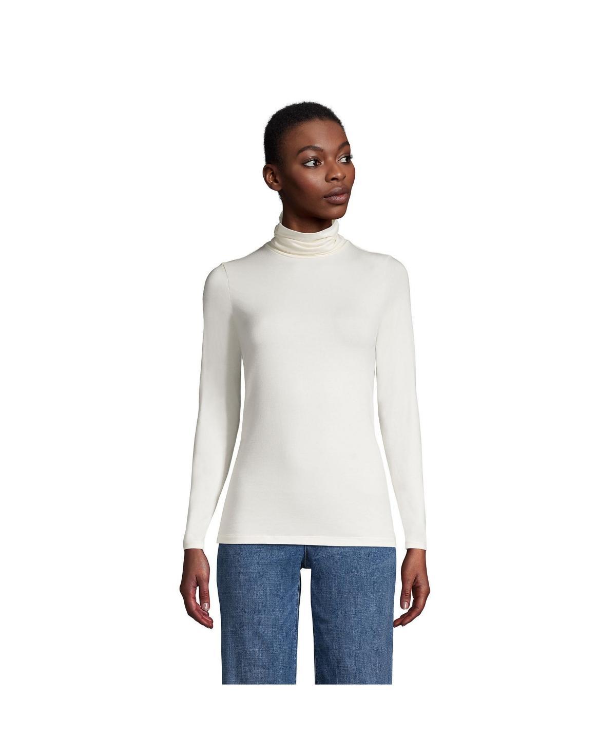 Lands End Womens Lightweight Fitted Long Sleeve Turtleneck Top Product Image