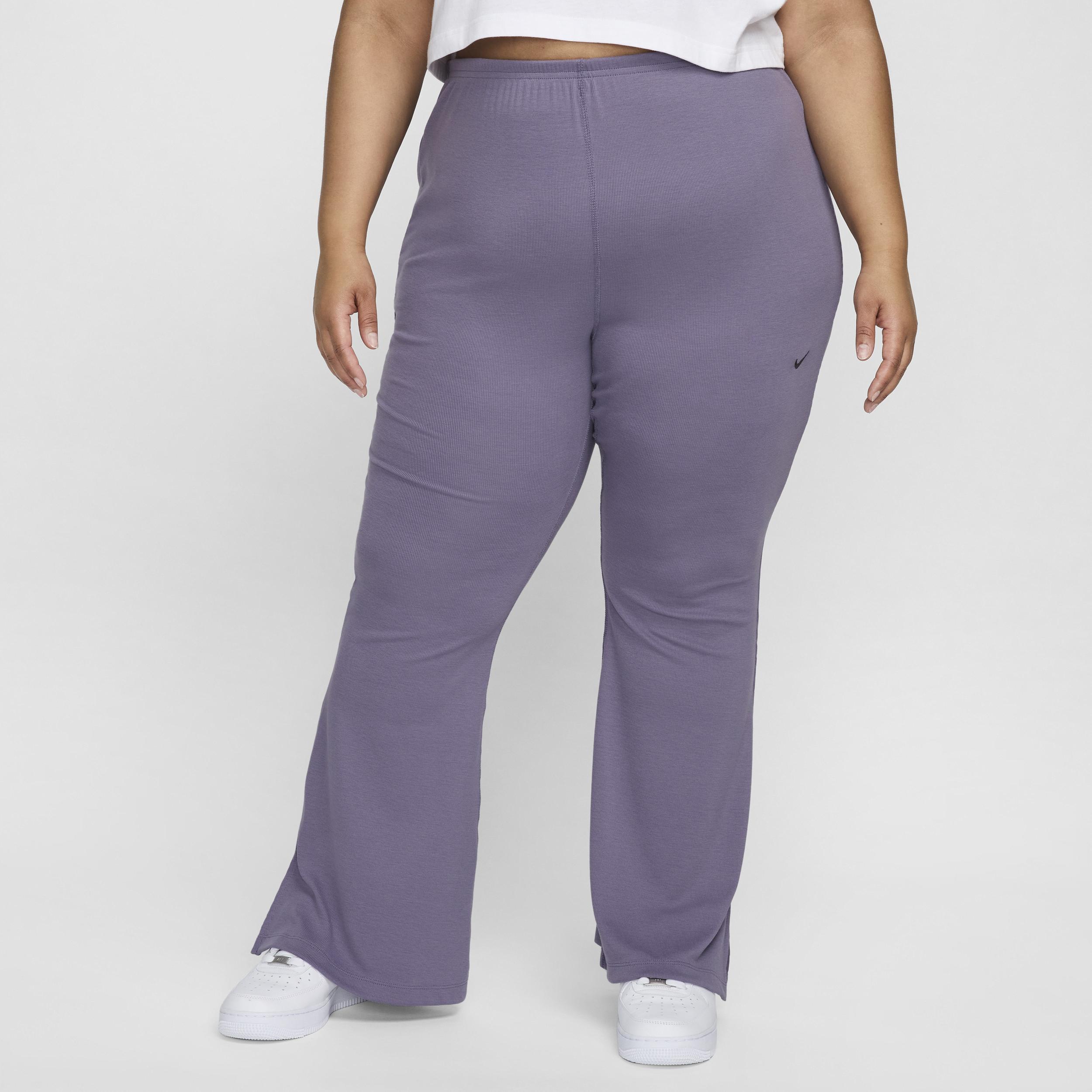 Womens Nike Sportswear Chill Knit Tight Mini-Rib Flared Leggings (Plus Size) Product Image