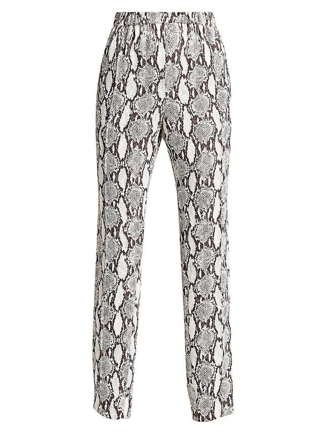 Womens Elijah Python Print Silk Pants Product Image