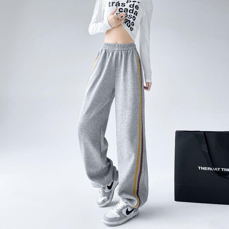 Elastic Waist Color Block Wide Leg Sweatpants (Various Designs) Product Image