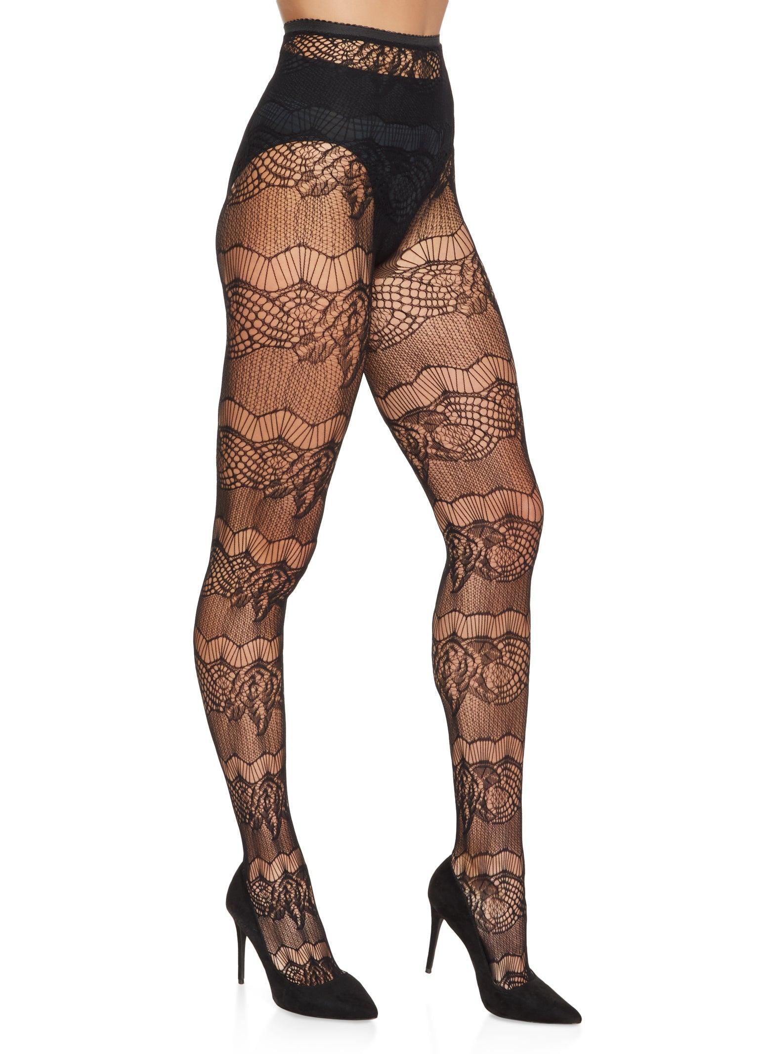 Womens Patterned Detail Fishnet Tights product image