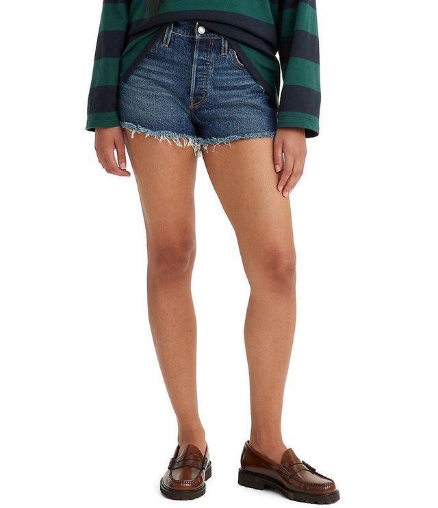 Levi's® 501 High Rise Frayed Hem Denim Shorts Product Image