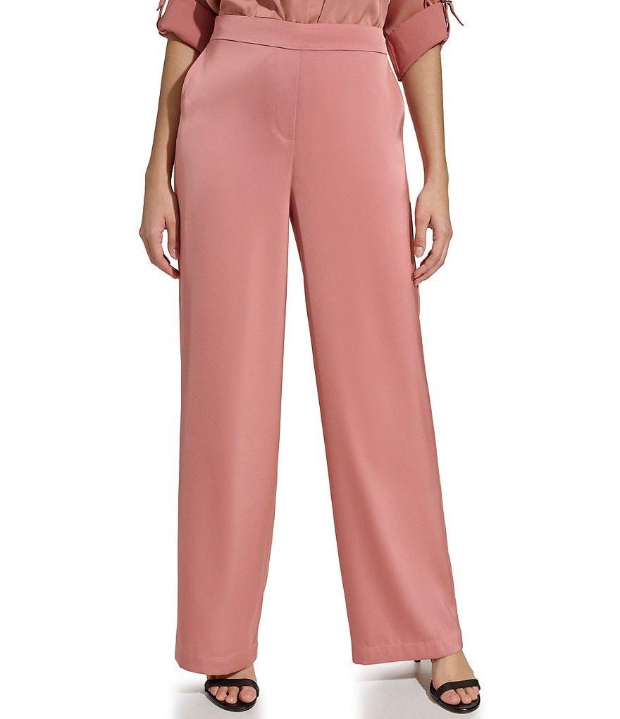 Calvin Klein Satin Wide Leg Pull-On Pants Product Image