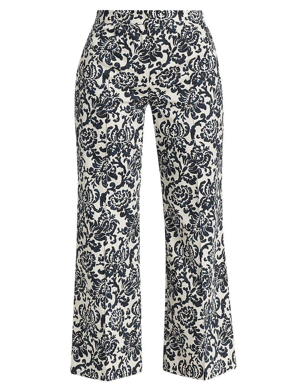 Womens Aversa Floral Cotton Twill Wide-Leg Crop Pants Product Image