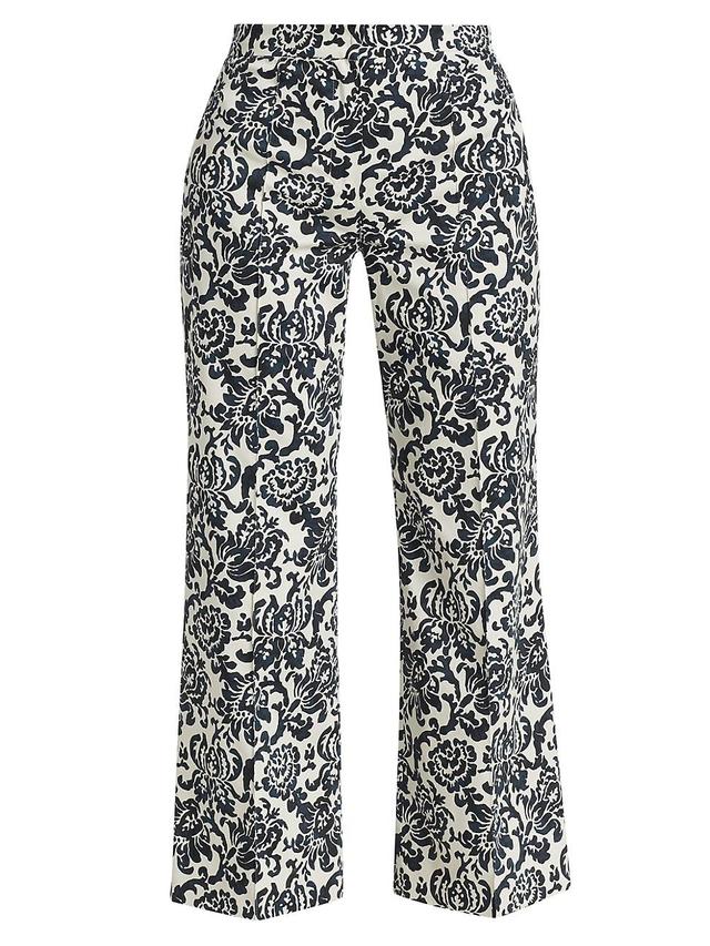 Womens Aversa Floral Cotton Twill Wide-Leg Crop Pants Product Image