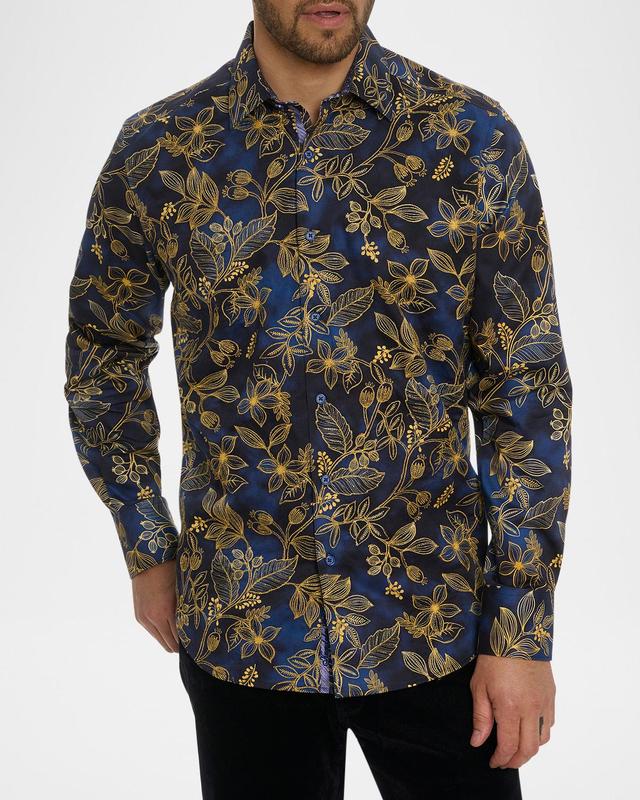 Men's Valmont Leaf-Print Woven Sport Shirt Product Image