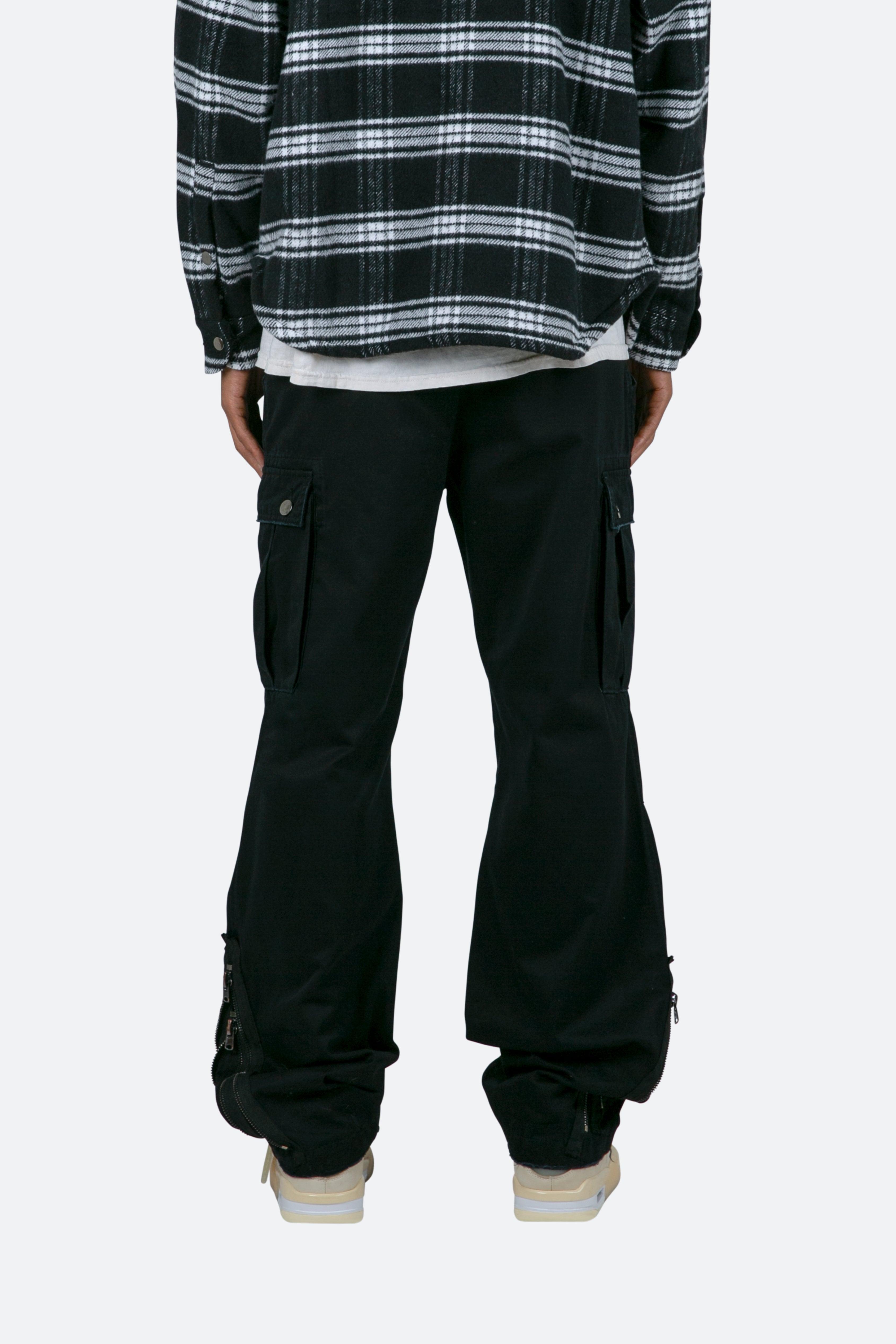 Zipper Denim Cargo Pants - Black Product Image