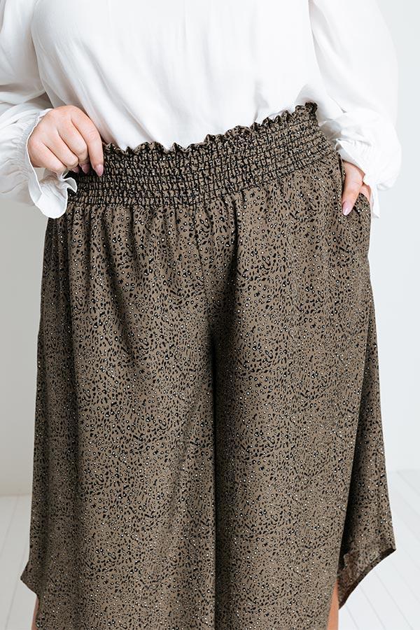 Good Dream Leopard Pants In Army Green Curves Product Image