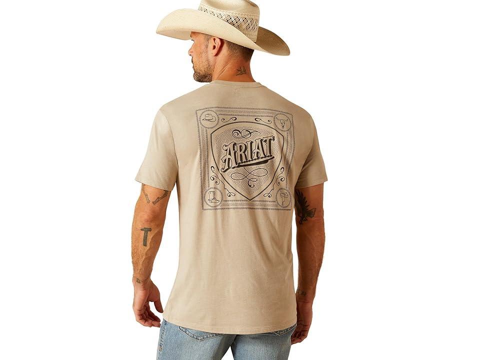 Ariat Bandana Script T-Shirt (Khaki Heather) Men's Clothing Product Image