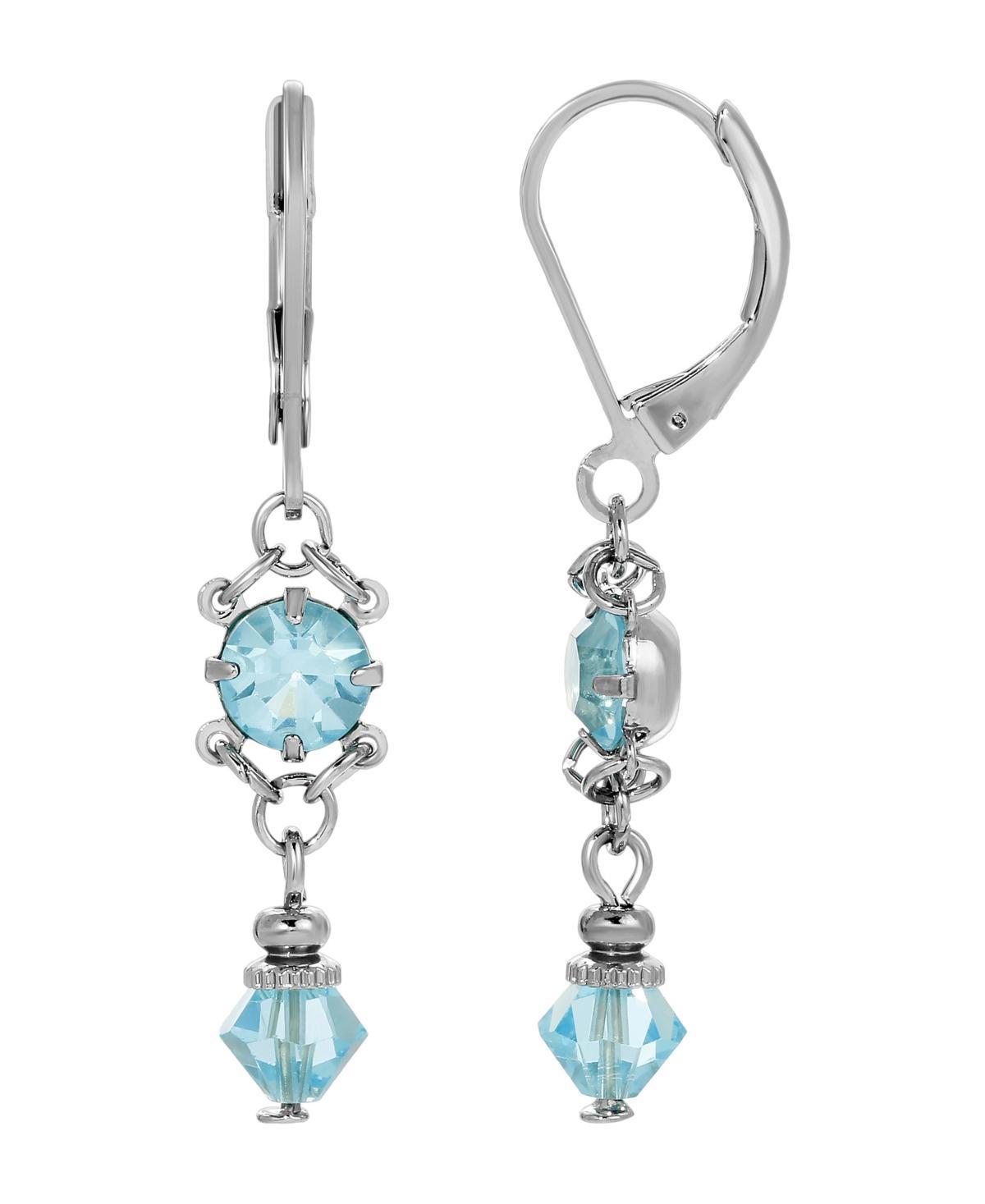 1928 Gold Tone Light Blue Drop Earrings, Womens Product Image