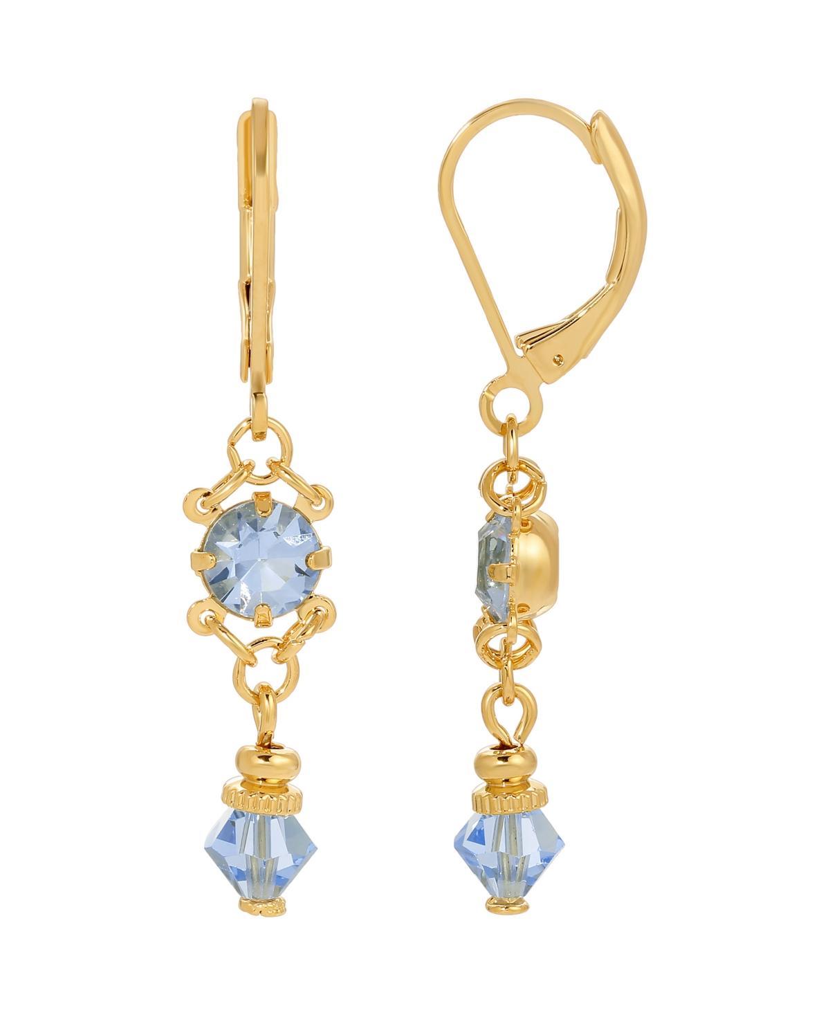 1928 Jewelry Gold Tone Lt. Blue Drop Earrings Product Image