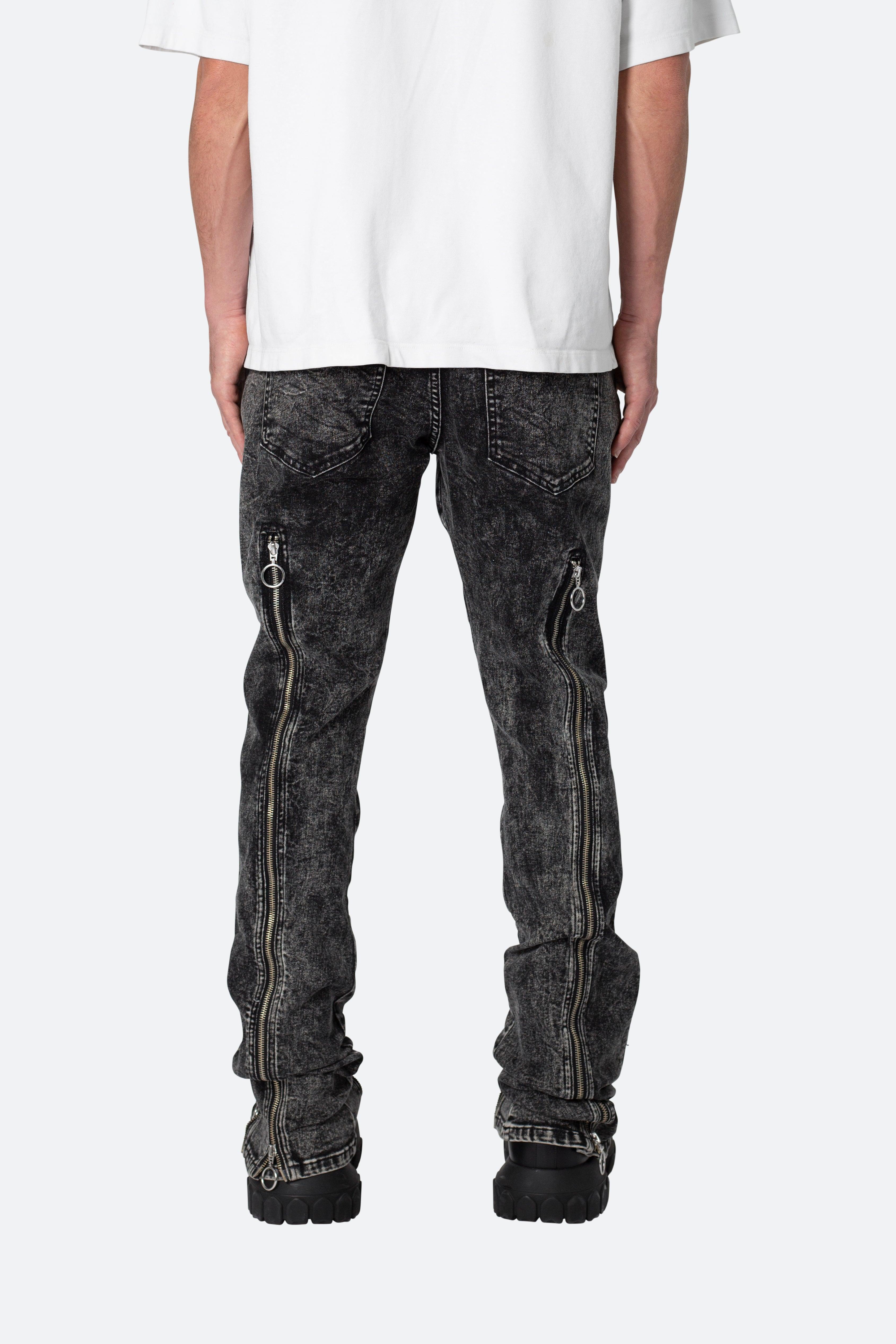 B571 Zipper Flare Pants - Washed Black Product Image