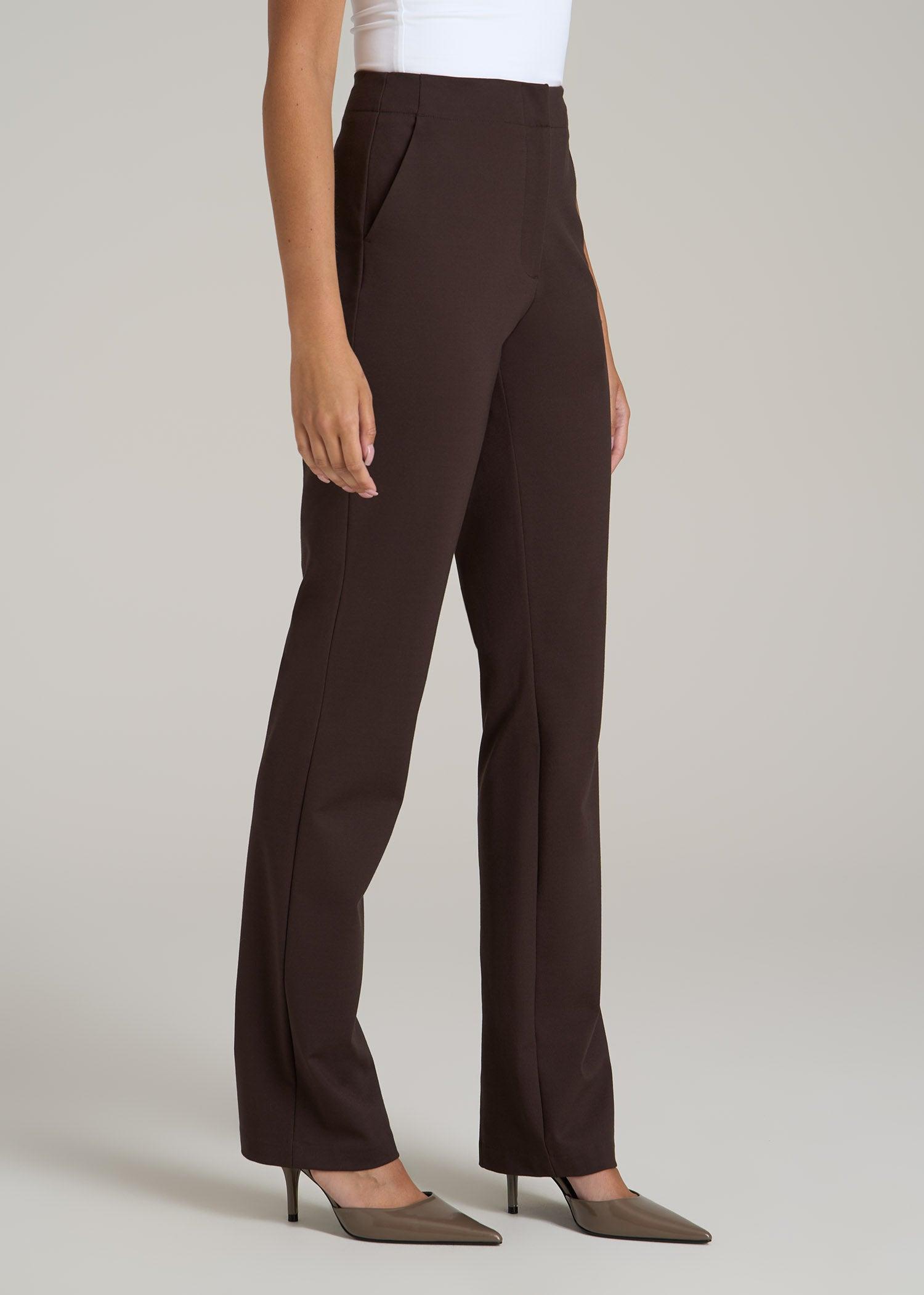 Slim Straight Leg Dress Pants for Tall Women in Espresso Product Image