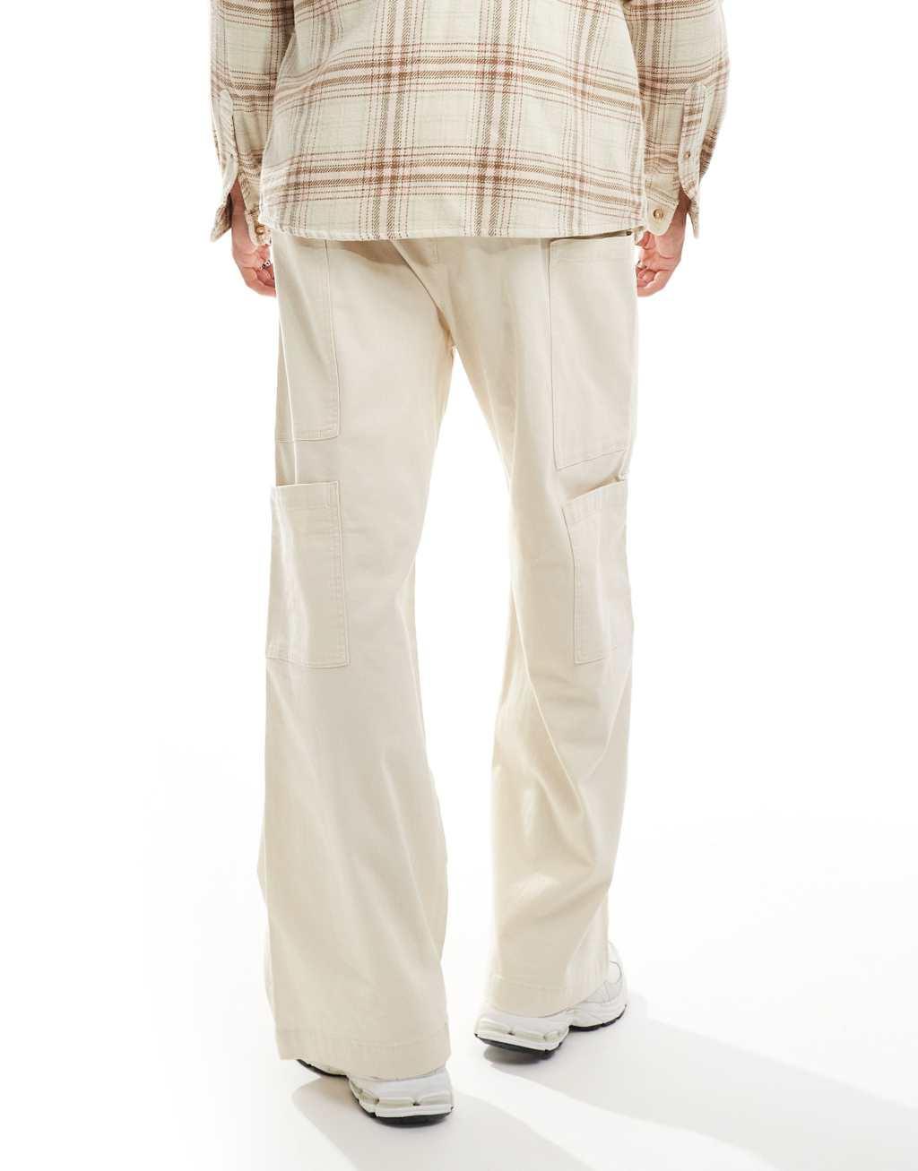 ADPT wide fit pull-on cargo pants in off-white  Product Image