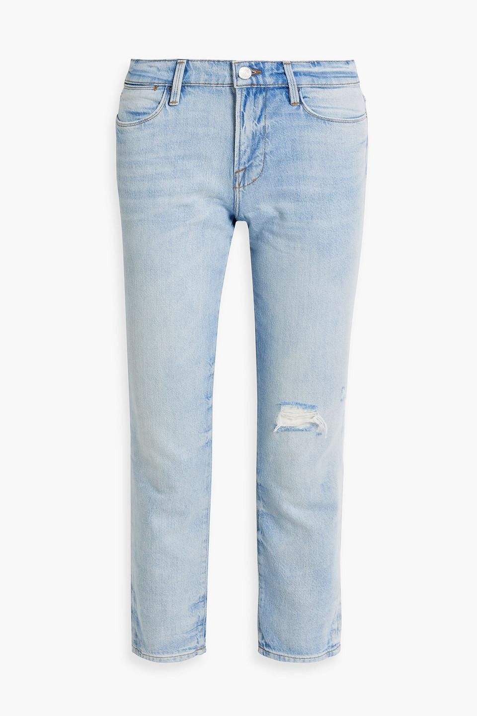 Distressed High-rise Straight-leg Jeans In Light Denim product image