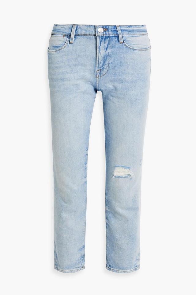 Distressed High-rise Straight-leg Jeans In Light Denim Product Image