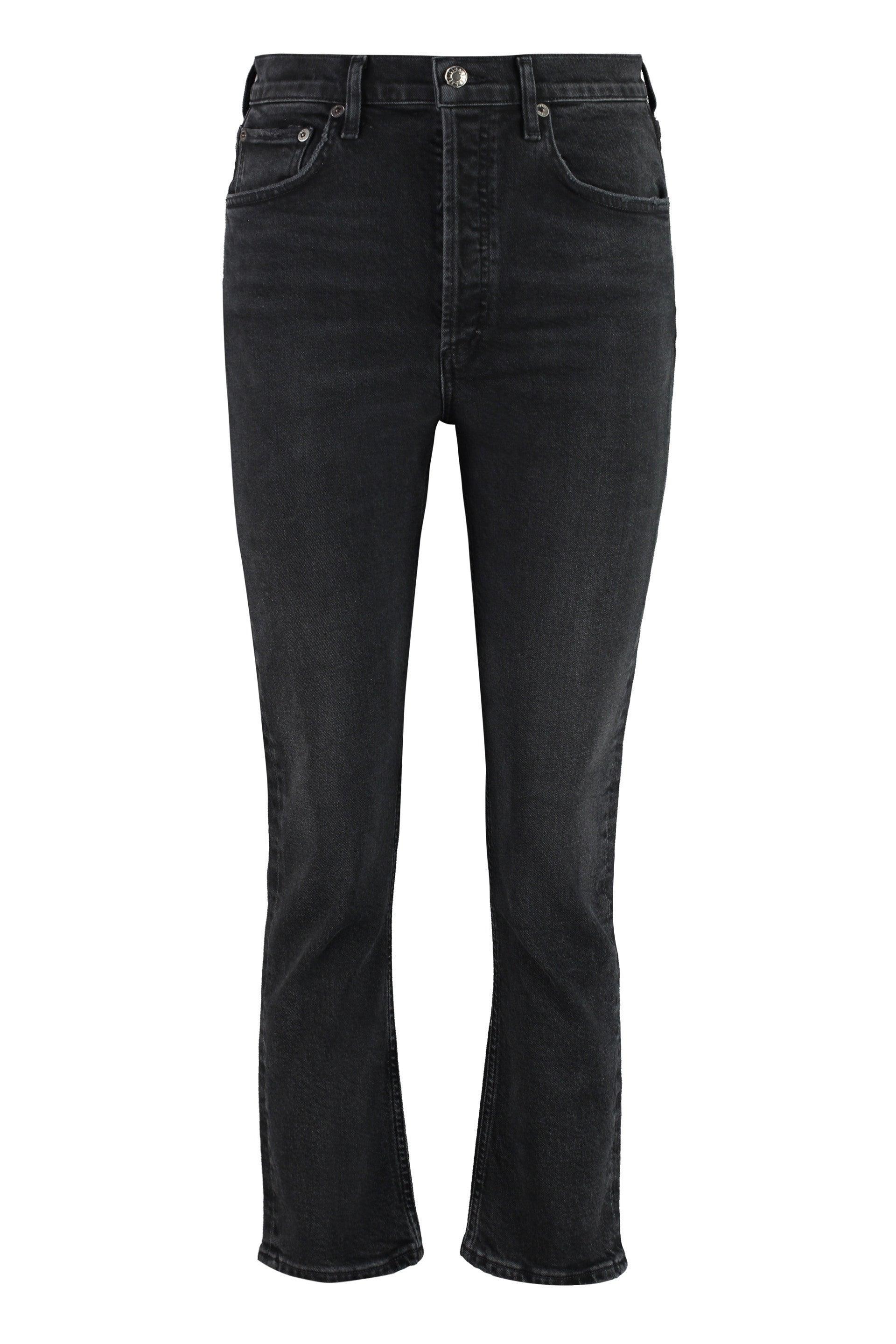 AGOLDE Women's Cropped Riley Jeans By In Nero Product Image