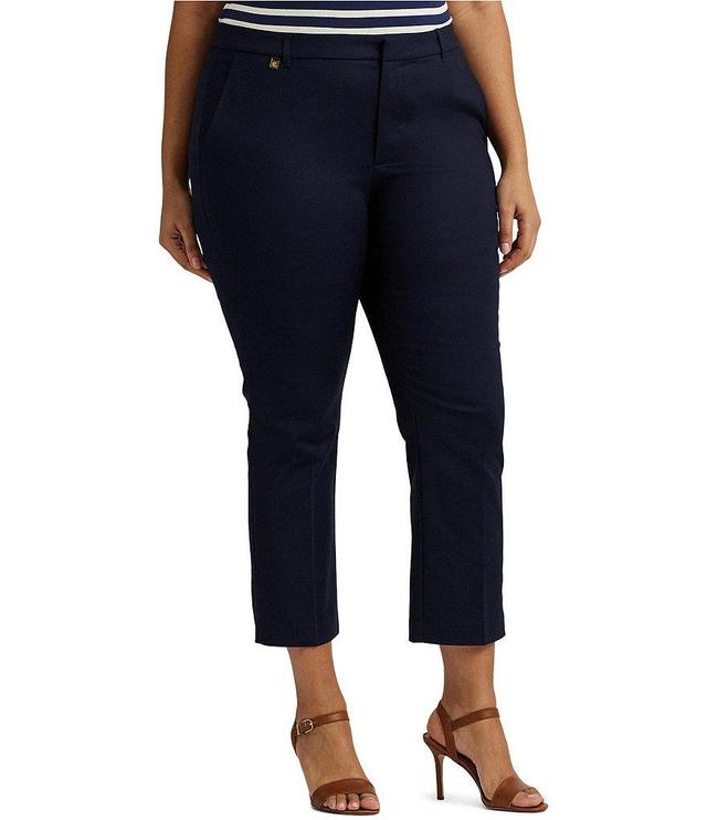 LAUREN Ralph Lauren Plus Size Stretch Cotton Blend Pants (Lauren Navy) Women's Clothing Product Image