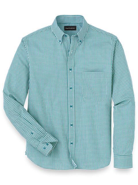 Cotton Gingham Casual Shirt - Teal Product Image