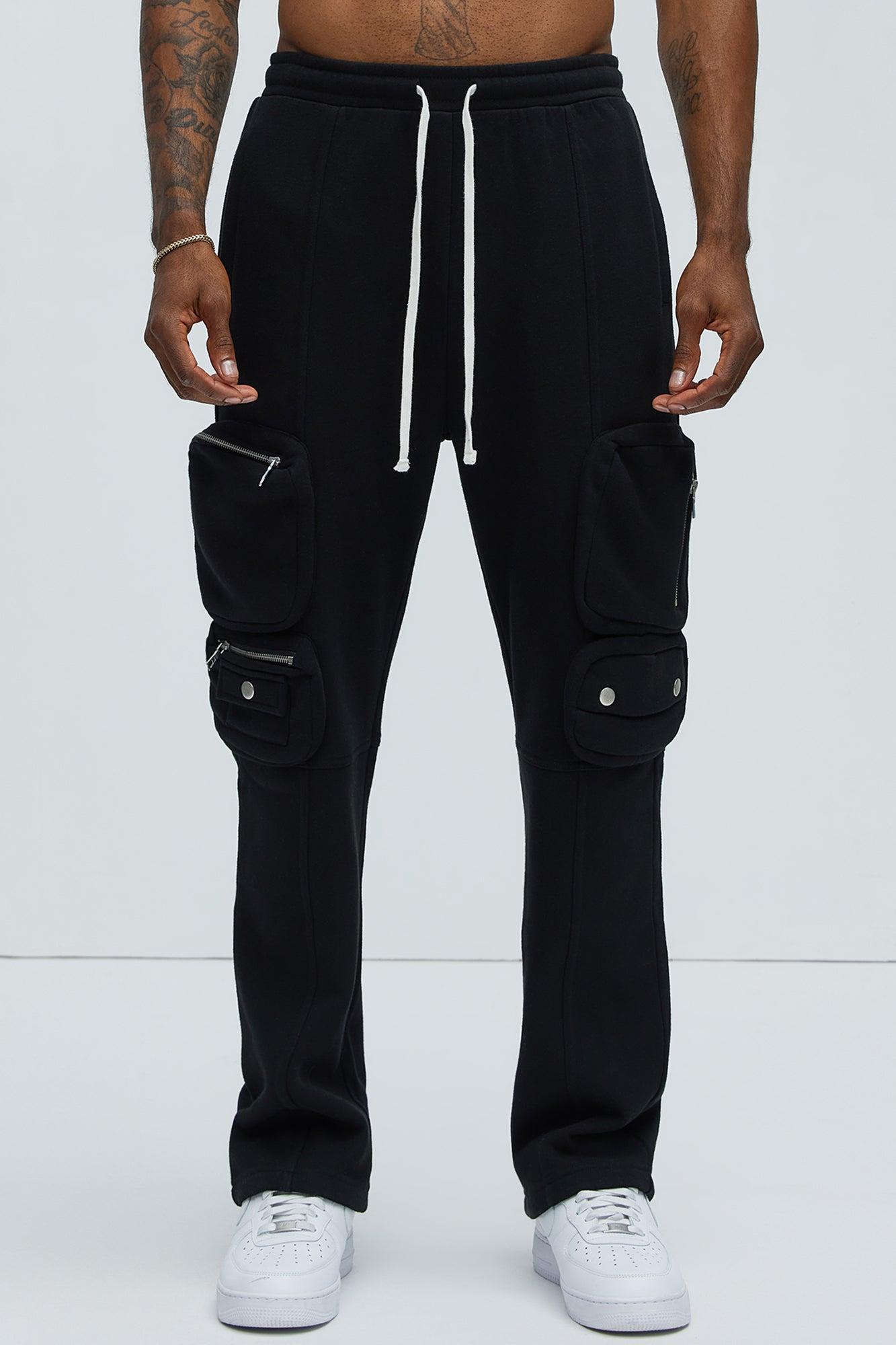 Tarren Straight Cargo Sweatpants - Black Product Image