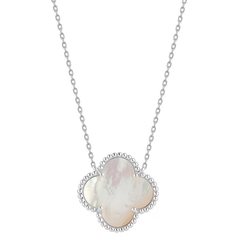 Sunkissed Sterling Sterling Silver Mother of Pearl Clover Necklace, Womens Silver Tone Product Image