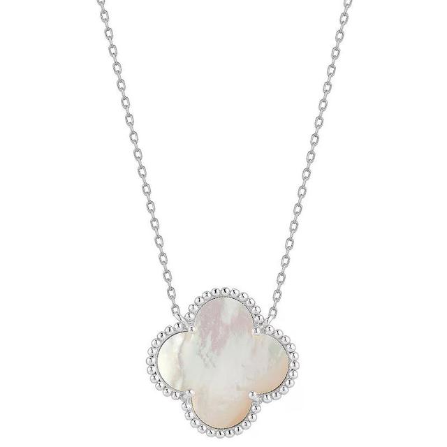 Sunkissed Sterling Sterling Silver Mother of Pearl Clover Necklace, Womens Silver Tone Product Image