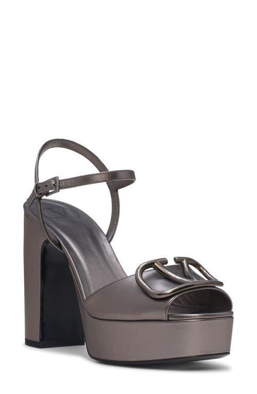 VALENTINO GARAVANI Vlogo Metallic Ankle-strap Platform Sandals In Antracite Product Image