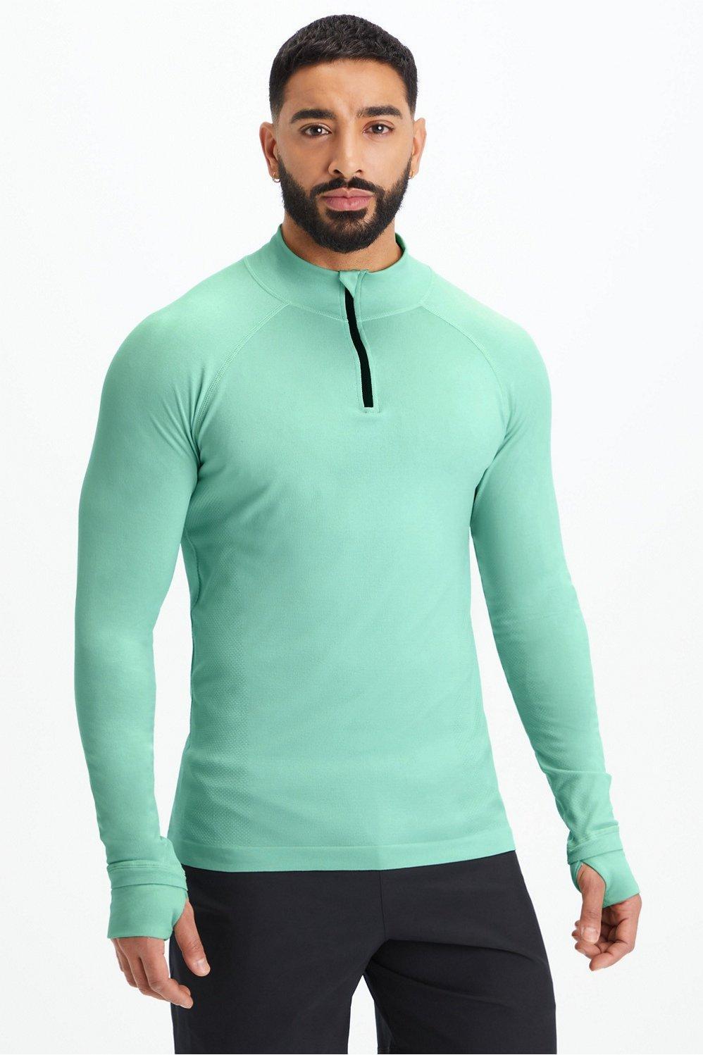 Fabletics Men The Training Day 1/4 Zip male Fresh Mint Size XXL Product Image