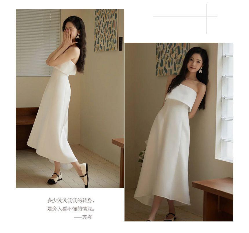 Strapless Plain Midi A-Line Wedding Dress Product Image