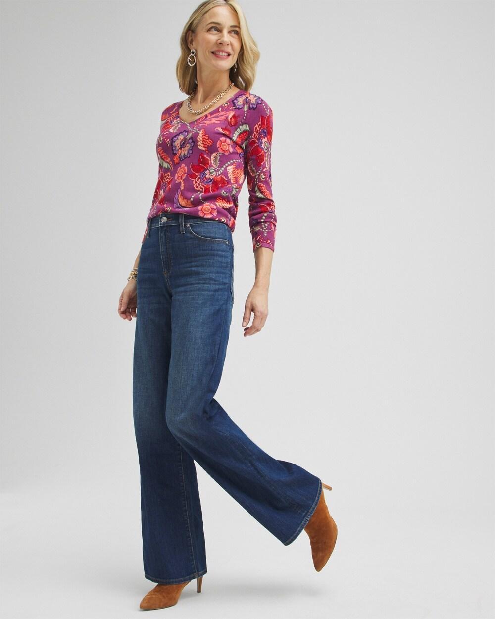 Spun Rayon Floral V-neck Pullover Product Image