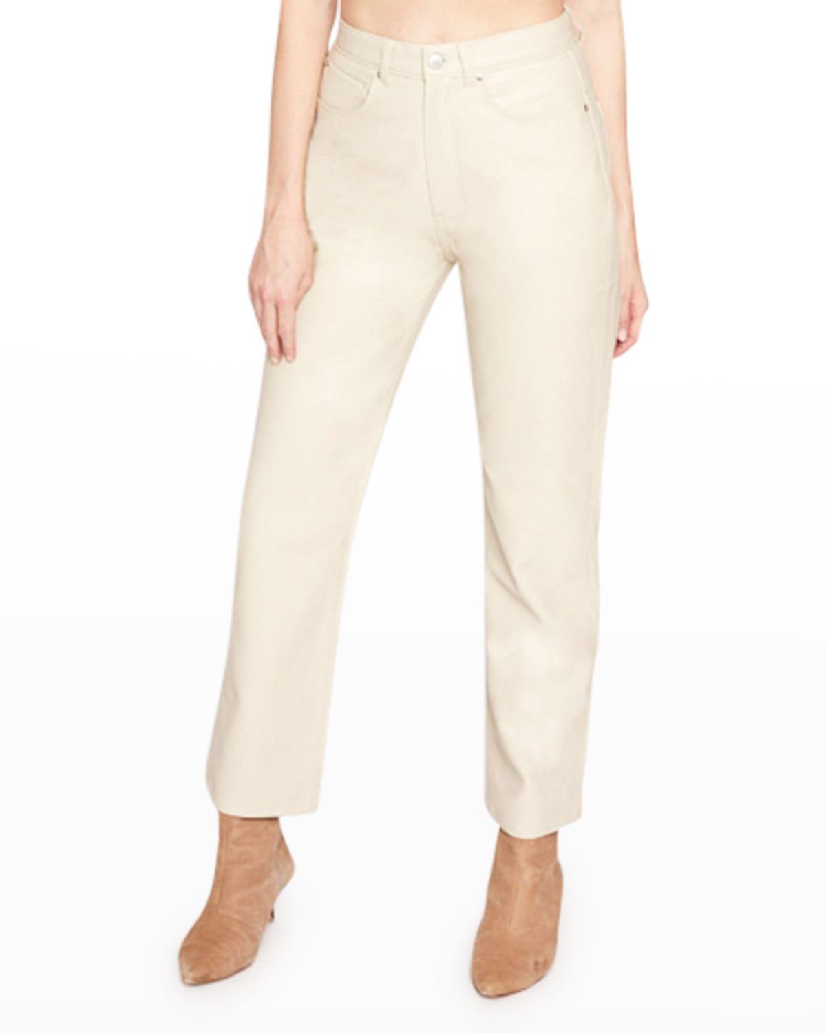 Blue Revival Faux Leather Straight Cropped Pants - Size: 27 - BONE Product Image