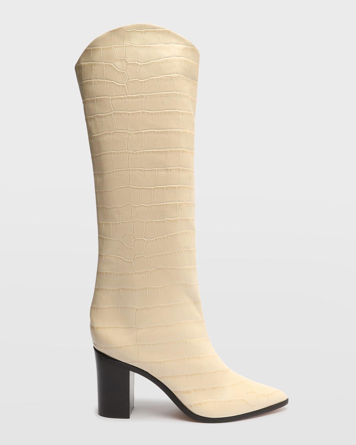 Schutz Maryana Pointed Toe Block Heel Knee High Boot Product Image